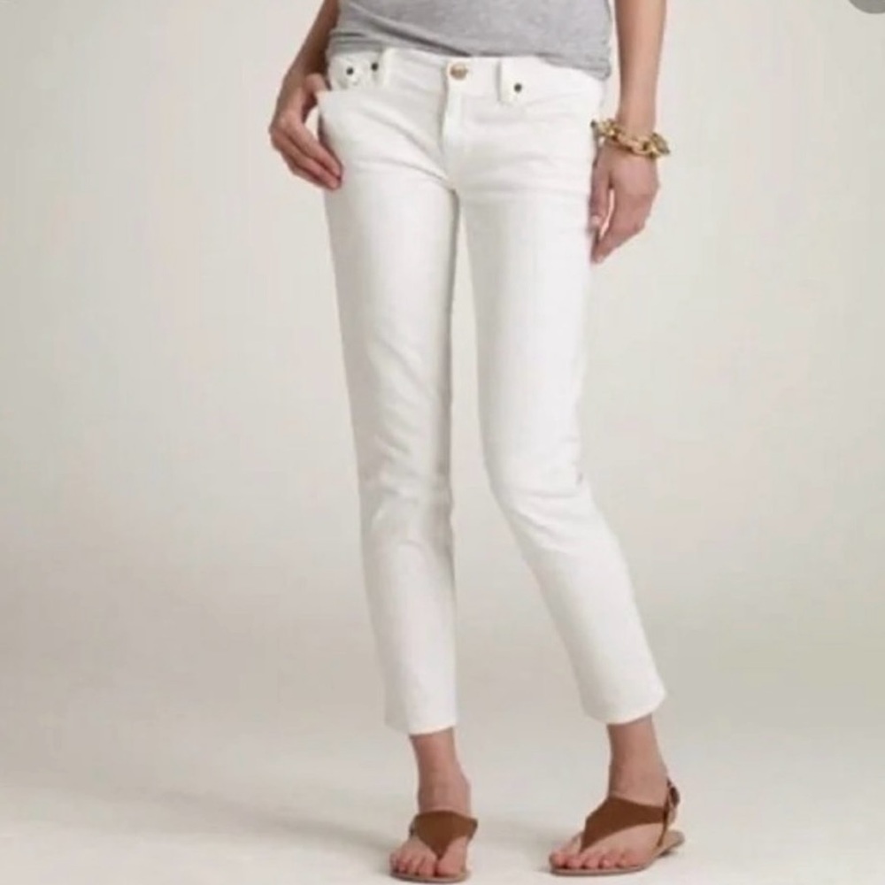 J CREW Cropped matchstick jean in white denim Size 28
